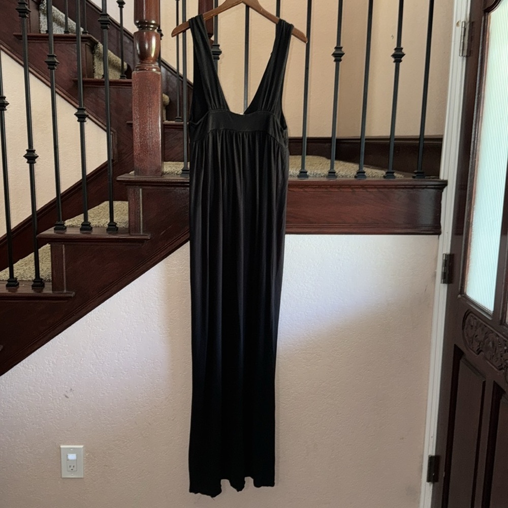 J. Crew Women’s Medium Tall Solid Black Maxi Dress Minimalist Comfy Casual Vibes - Picture 4 of 4